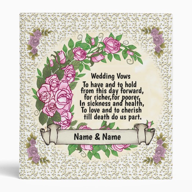 Mariage rose Vows classeurs (Devant)