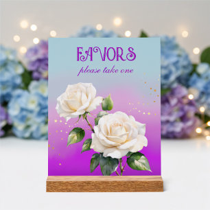 Mariage Roses Ombrées Aquarelle Bleu Rose Violet