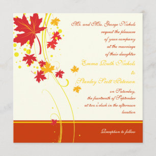Mariage rouge feuille érable invitation personnali