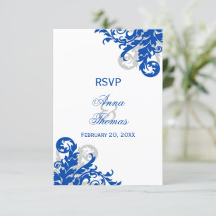 Mariage Royal Bleu et Argent Flourish RSVP
