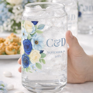 Mariage Royal Bleu Fleurs Aquarelle Ivoire