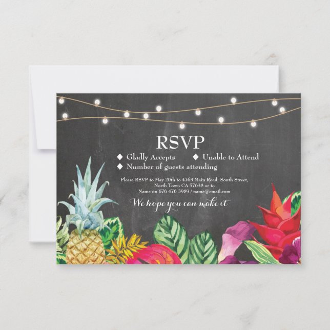 Mariage RSVP Aloha Cartes Tropicales Invitations (Devant)