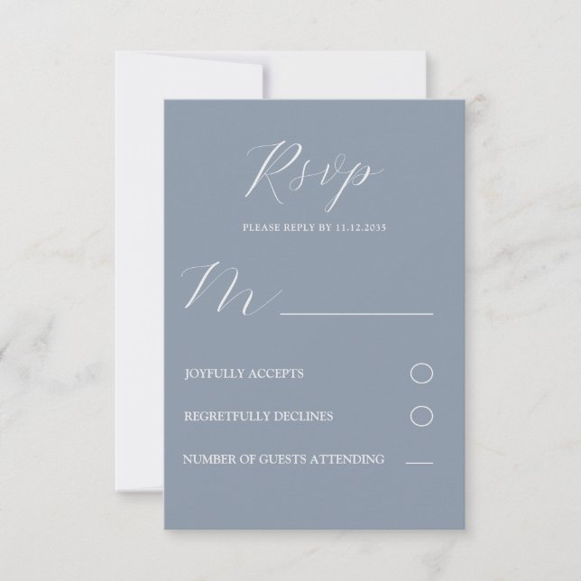 Mariage RSVP bleu et blanc simple (Devant)