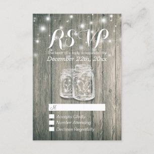 Mariage RSVP Bois rustique & Mason Jar Lumières à 
