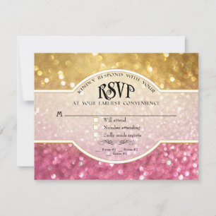 Mariage RSVP Bokeh Movie Style Billet Or rose