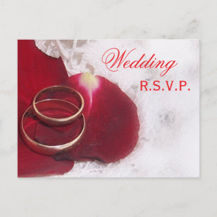 Mariage RSVP carte postale Cercles d'or Rose Pétal