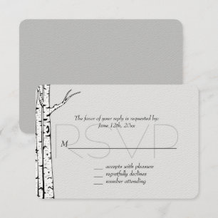 Mariage RSVP de Birch Trees Gris Blanc