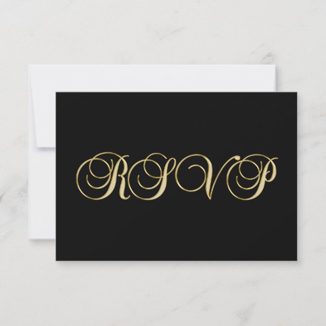 Mariage RSVP Elegant Black Gold personnalisé (Devant)