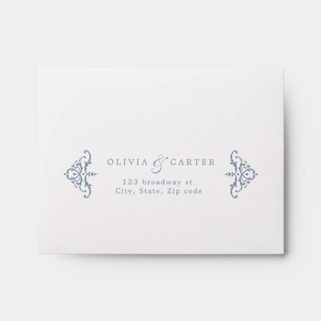 Mariage RSVP Enveloppe RSVP bleu bleu Dusty (Devant)