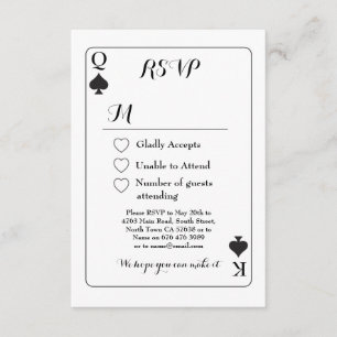 Mariage RSVP Jeu Carte K Q Ace Pique Invitations