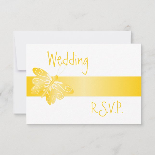 Mariage RSVP Papillon jaune (Devant)