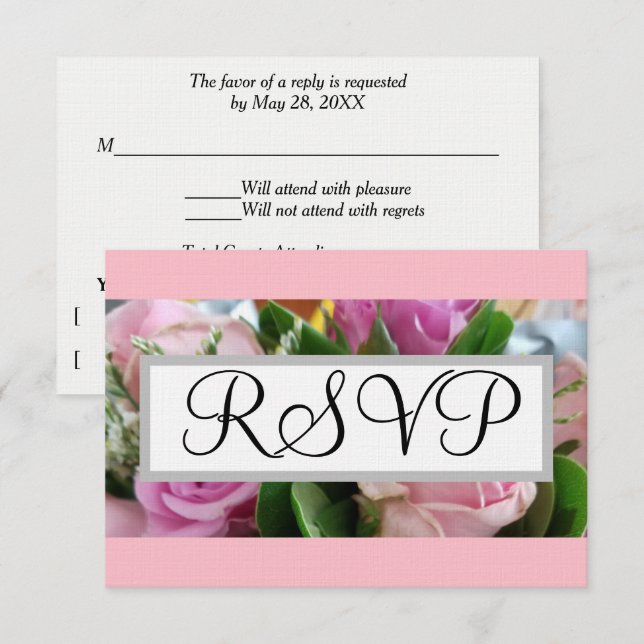 Mariage RSVP : Pastel Roses Roses Roses Roses Rose (Devant / Derrière)