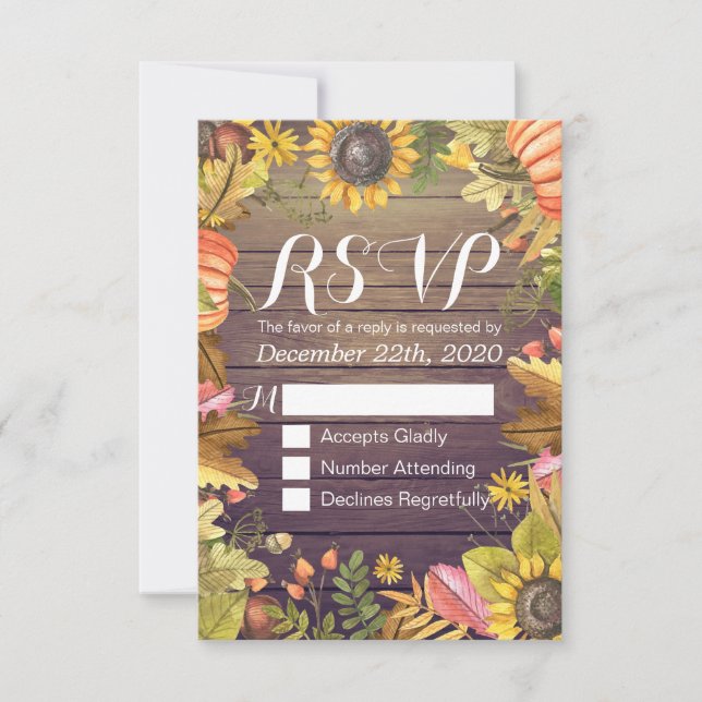 Mariage RSVP Réponse Automne Feuille d'érable Citr (Devant)