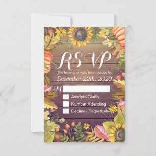 Mariage RSVP Réponse Automne Feuille d'érable Citr