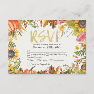 Mariage RSVP Réponse Automne Maple Fall Leaf Citro