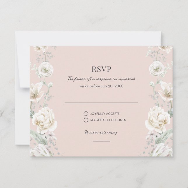 Mariage RSVP Rêve Floral Rose (Devant)