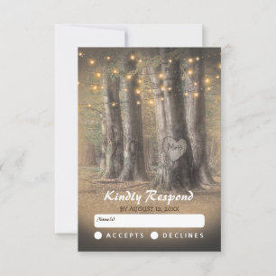 Mariage RSVP rustique avec arbre et cordes