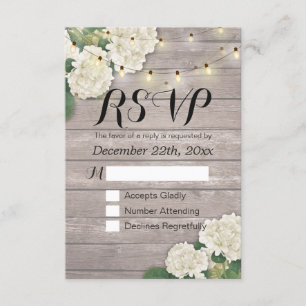 Mariage RSVP Rustique Bois Hydrangea Éclairages à 