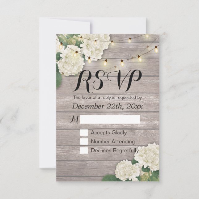 Mariage RSVP Rustique Bois Hydrangea Éclairages à  (Devant)