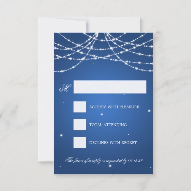 Mariage RSVP Sparkling String Bleu (Devant)
