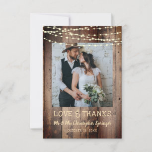 Mariage Rustique Bois Chaîne Lumières Merci photo