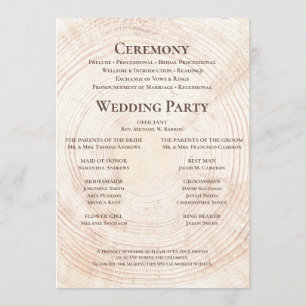 Mariage rustique.bois Écorce d'arbre Programme per