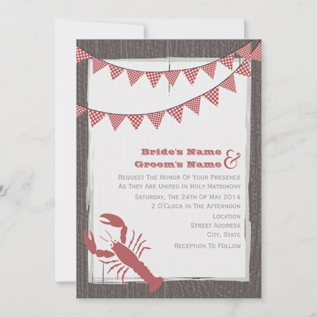 Mariage Rustique De Homard Invitation De Mariée &  (Devant)