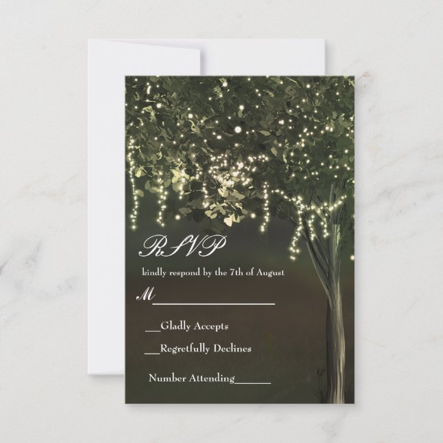 Mariage rustique de l'arbre éclairé Mossy RSVP (Devant)