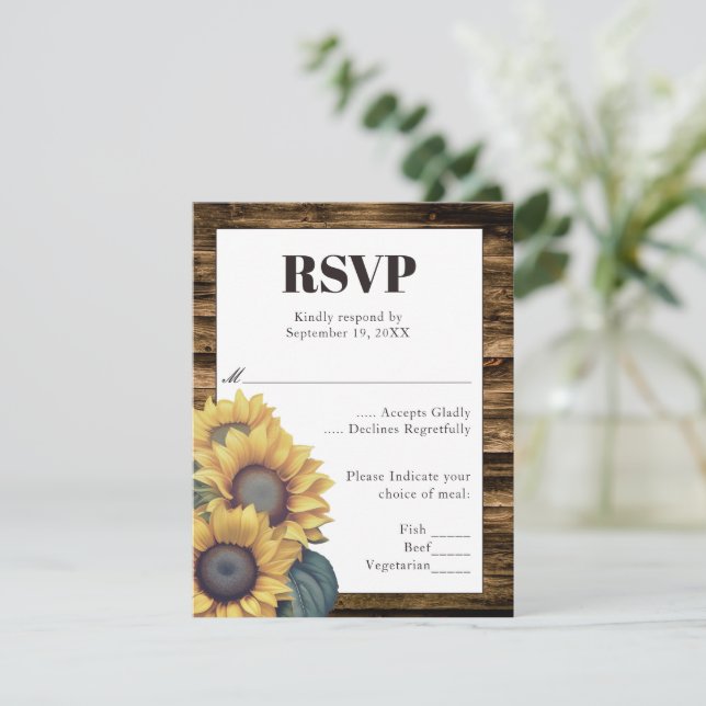 Mariage rustique de tournesol RSVP (Debout devant)
