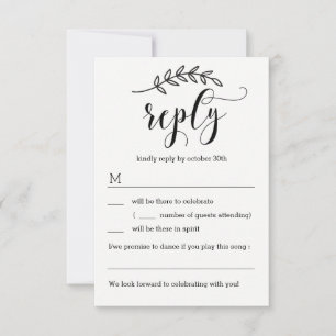 Mariage rustique Elegance RSVP sans options de men