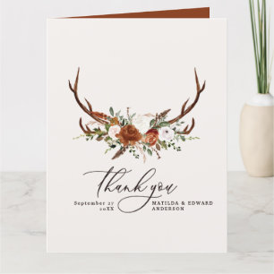 Mariage rustique élégant merci Carte de remercieme
