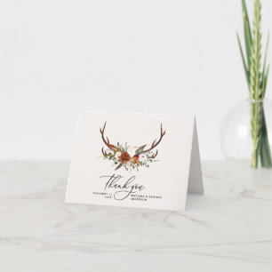 Mariage rustique élégant merci Carte de remercieme