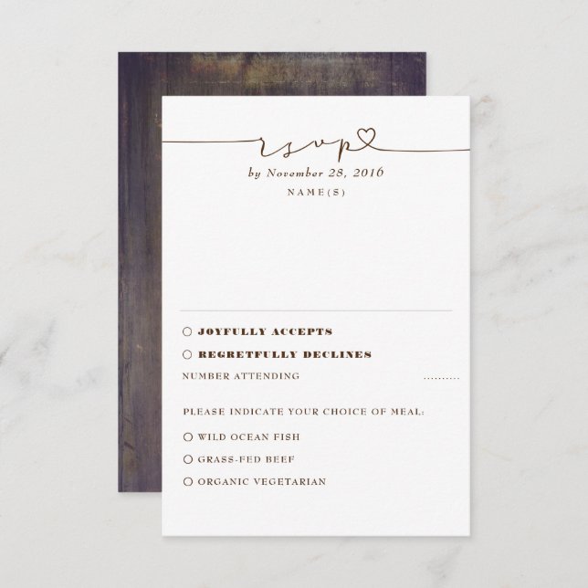 Mariage rustique en bois RSVP (Devant / Derrière)