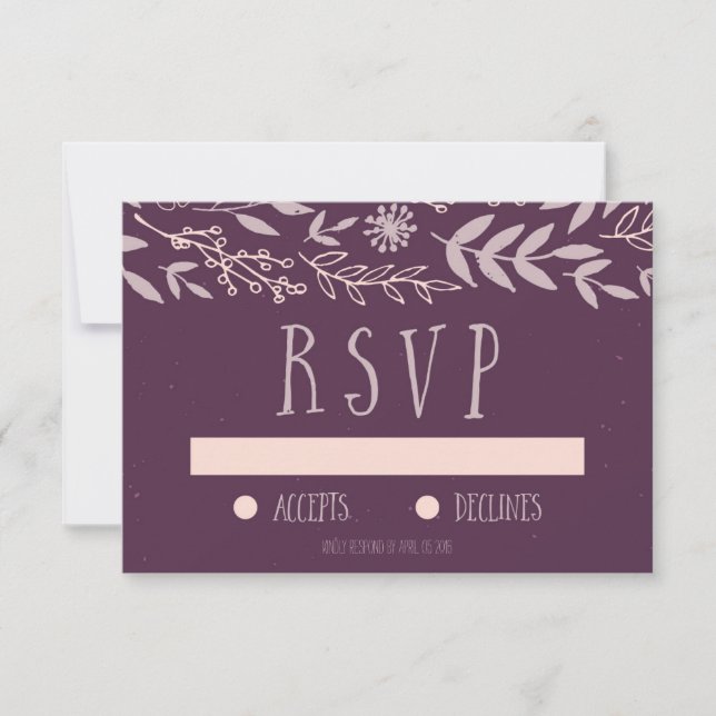 Mariage Rustique Floral Violet RSVP (Devant)