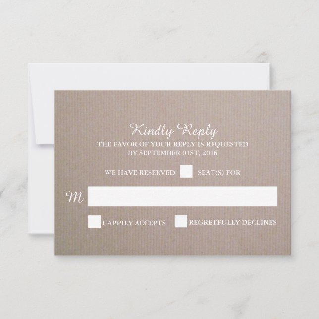 Mariage rustique Kraft RSVP (Devant)