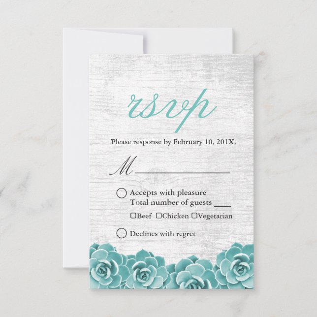 Mariage rustique Succulent Floral Élégant RSVP (Devant)