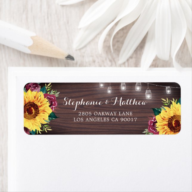 Mariage rustique Sunflower Mason Jar Lumières (En situation)