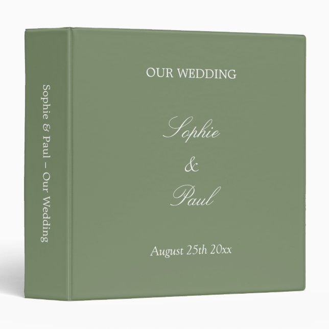 Mariage Sage Green Personnalisé 3 Classeur Bague (Devant/Côté)