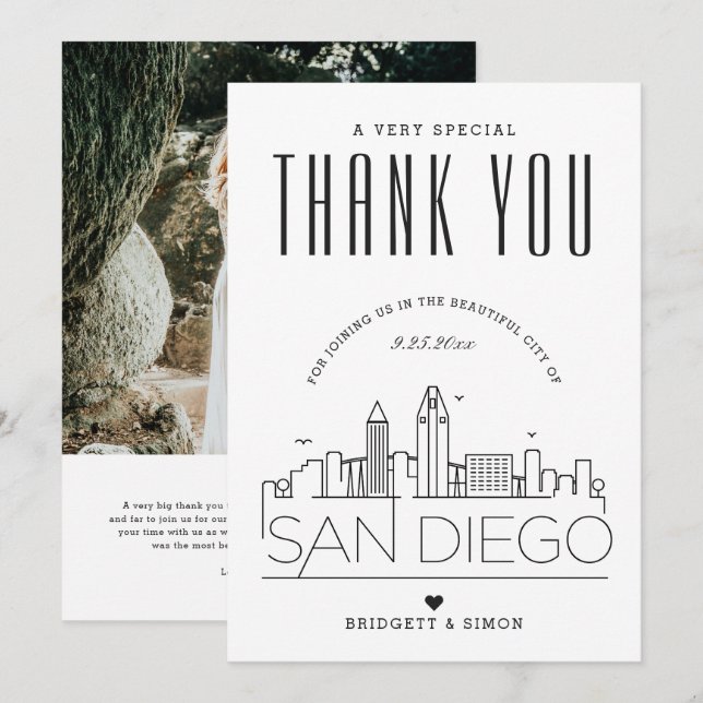 Mariage San Diego | MERCI + CARTE PHOTO (Devant / Derrière)