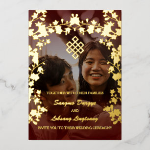 Mariage sans fin photo Gold Foil Invitation
