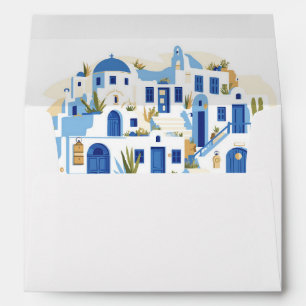 Mariage Santorini Grèce Enveloppe bleu grec blanc