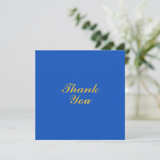 Mariage Sapphire Bleu et Carte de remerciements Or (Debout devant)