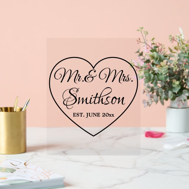 Mariage Script coeur personnalisé Nom de famille M (Mariage)