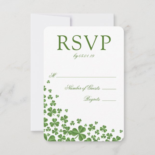 Mariage Shamrock vert irlandais RSVP (Devant)