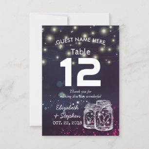 Mariage Siège Lieu Numéro de table Mason Jar Light
