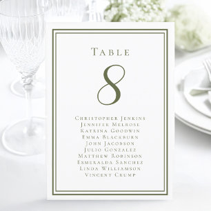 Mariage Sièges Invité Numéro de table Olive Green