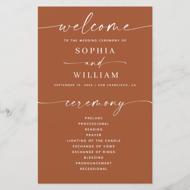 Mariage Sienne | Programme Brun Terracotta Chaud (Devant)