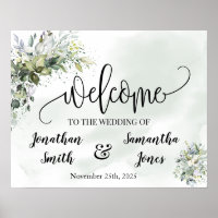 Mariage signe de bienvenue affiche succulente euca