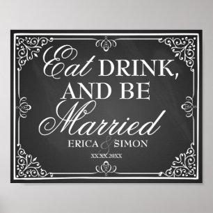 Mariage signe tableau noir manger boire et être ma