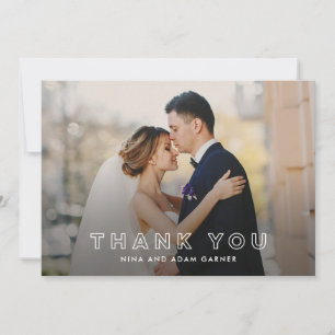 Mariage simple en plan Carte photo en Merci blanc
